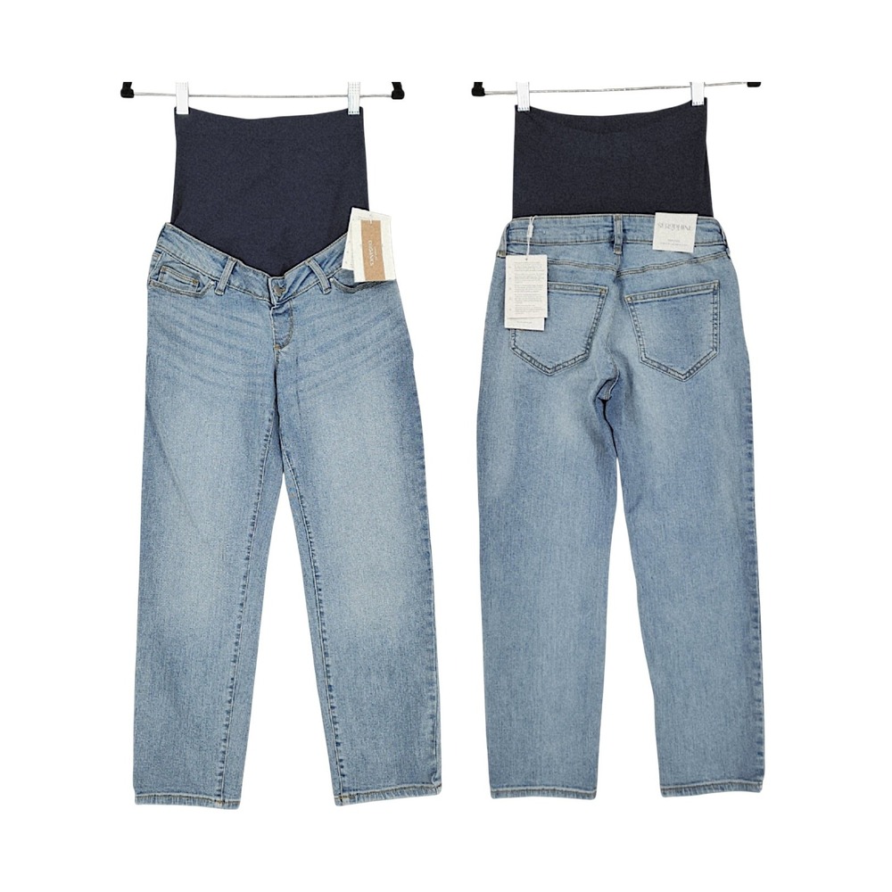 Seraphine Tapered Jeans 2 Women Light Blue Over Bump Maternity Zayne Organic NEW